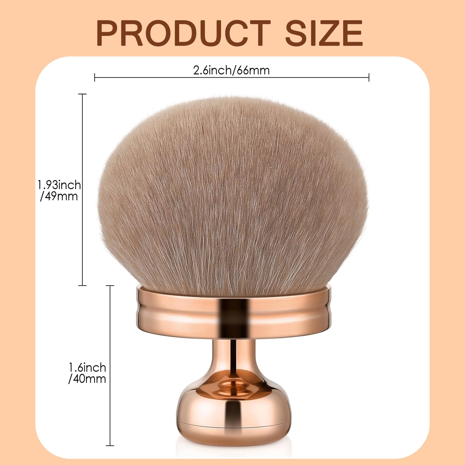 Product size dimensions of the Wide-Head Foundation & Bronzer Brush, showcasing its 2.6-inch head and 6-inch length.