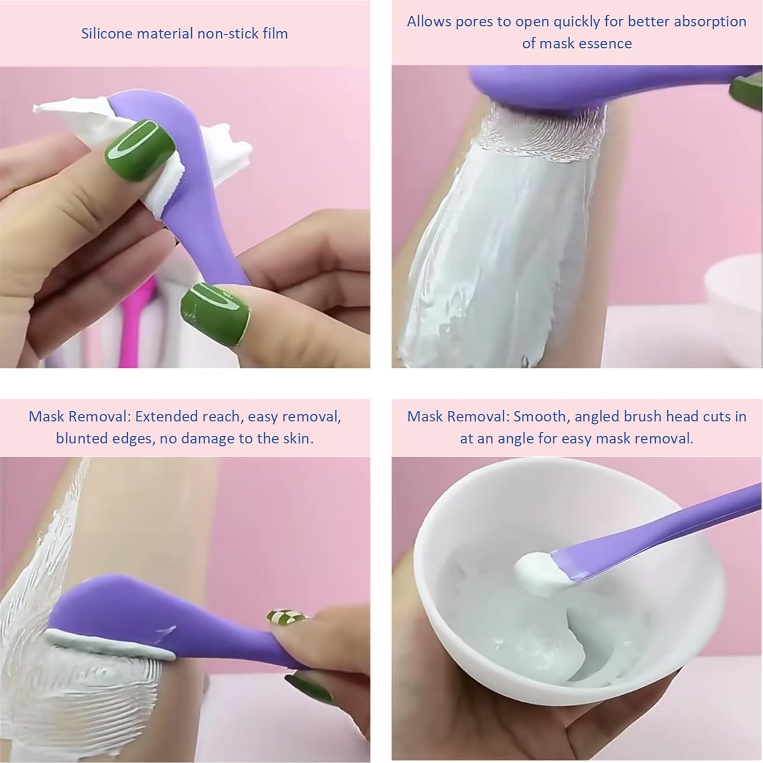 Silicone Facial Cleansing Brush in action, showcasing silicone material and effective mask removal.